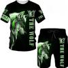 T Shirt & Shorts Sets 2piece Suit for Mens Animal Pattern Print Short Sleeve Tracksuit Leisure 3D Polyester Man's Set