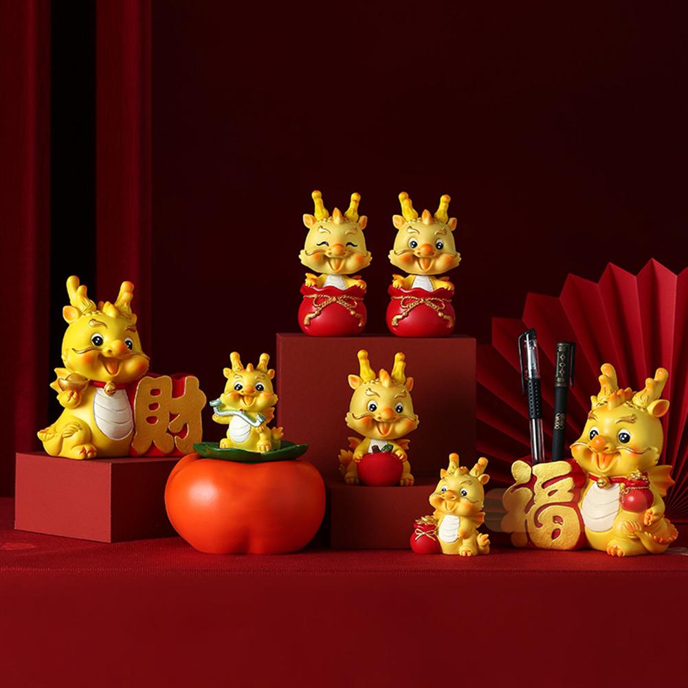 Dragon Mascot Fish Tank Decoration Cute Little Dragon Micro Landscape Desktop Resin Ornaments For New Year Home Decor