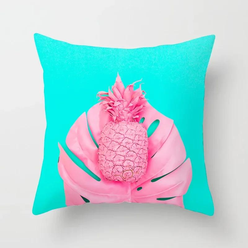 Home Decor Pink Tropical Leaves Pillowcase Bedroom Sofa Cushion Cover Geometric