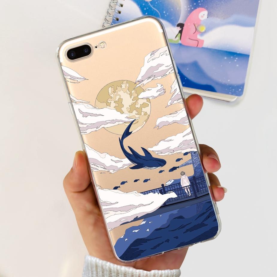 For IPhone 7 Plus Case iPhone8 Plus Fashion Painted Cover Clear Silicone Phone Case For iPhone 8 iPhone7 Plus Soft Fundas Bumper