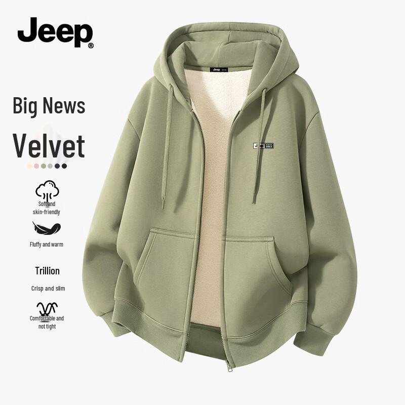 JEEP Men s Fleece-Lined Zip-Up Hoodie Jacket M