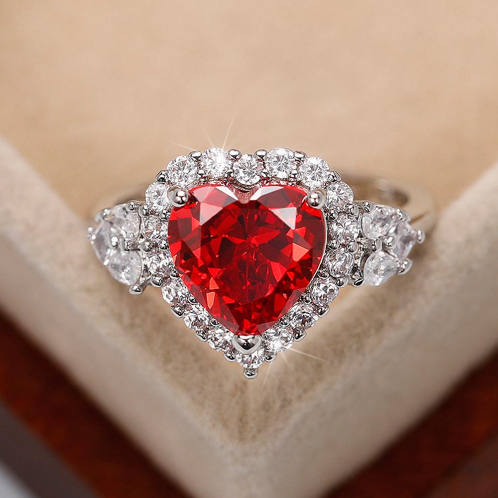 New Bright Colored Love Cubic Zirconia Rings for Women Romantic Bridal Wedding Ceremony Party Accessories Gift Trendy Jewelry