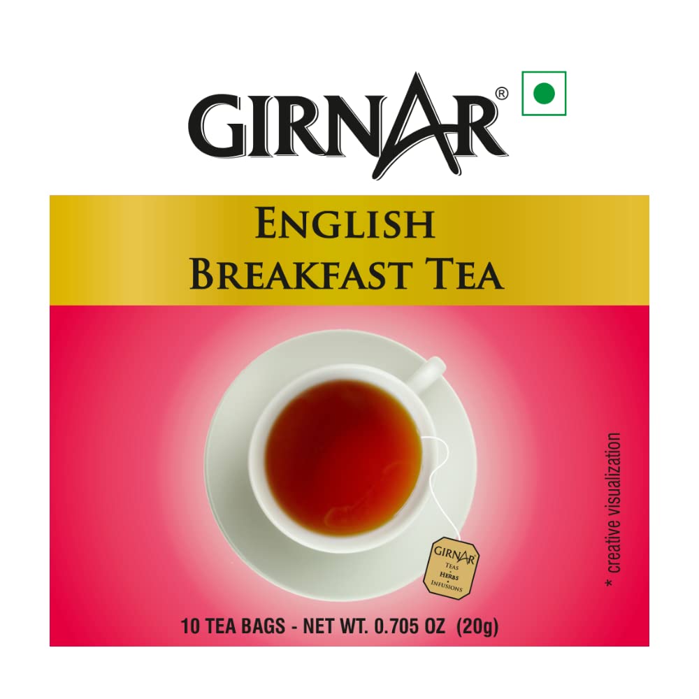 Girnar English Breakfast Black Tea Bags  Rich Full Bodied Morning Brew Classic Strong Tea 10 Tea Bags