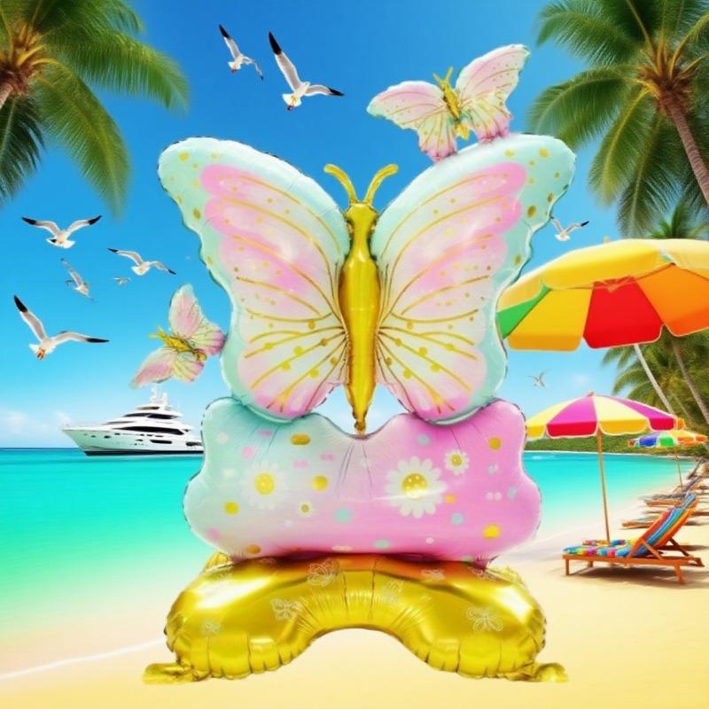 

One extra-large base colorful butterfly aluminum film balloon, suitable for birthday party decoration balloons and theme party decoration