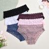 3Pcs Ladies' Sexy Lace Underwears Transparent Sexy Briefs Lace-Trimmed Comfortable Panties Cotton Breathable Crotch