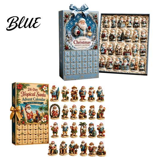 Tropical Christmas Tree Hanging Decor 2026 Summer Beach Santa Advent Calendar, 24-Day Acrylic Ornament Set with Holiday Countdown Box Surfing Figures,