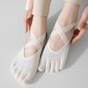 Low Cut Athletic Wrap Straps Grip Dots Anti Slip Breathable Cotton Gradient Fitness Ballet Style No Show Five Toe Yoga Socks