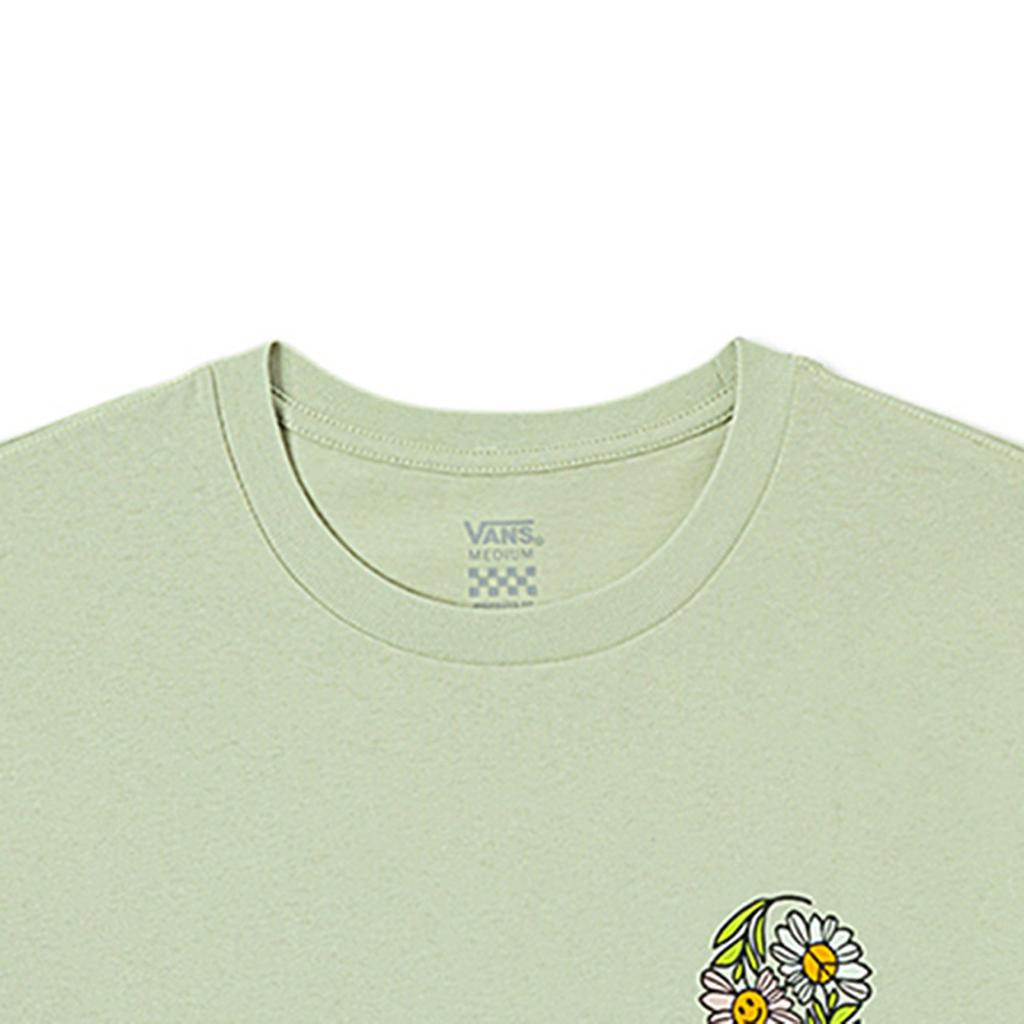 Vans Floral Print Round Neck Pullover Short Sleeve T-Shirt Women Tops Light-Green VN0008ZDBQH