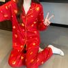 Imitation Cotton Spring Versatile Red Sweet Love Pajamas Women'S Newlyweds Birth Year Comfortable Home Long-Sleeved Set