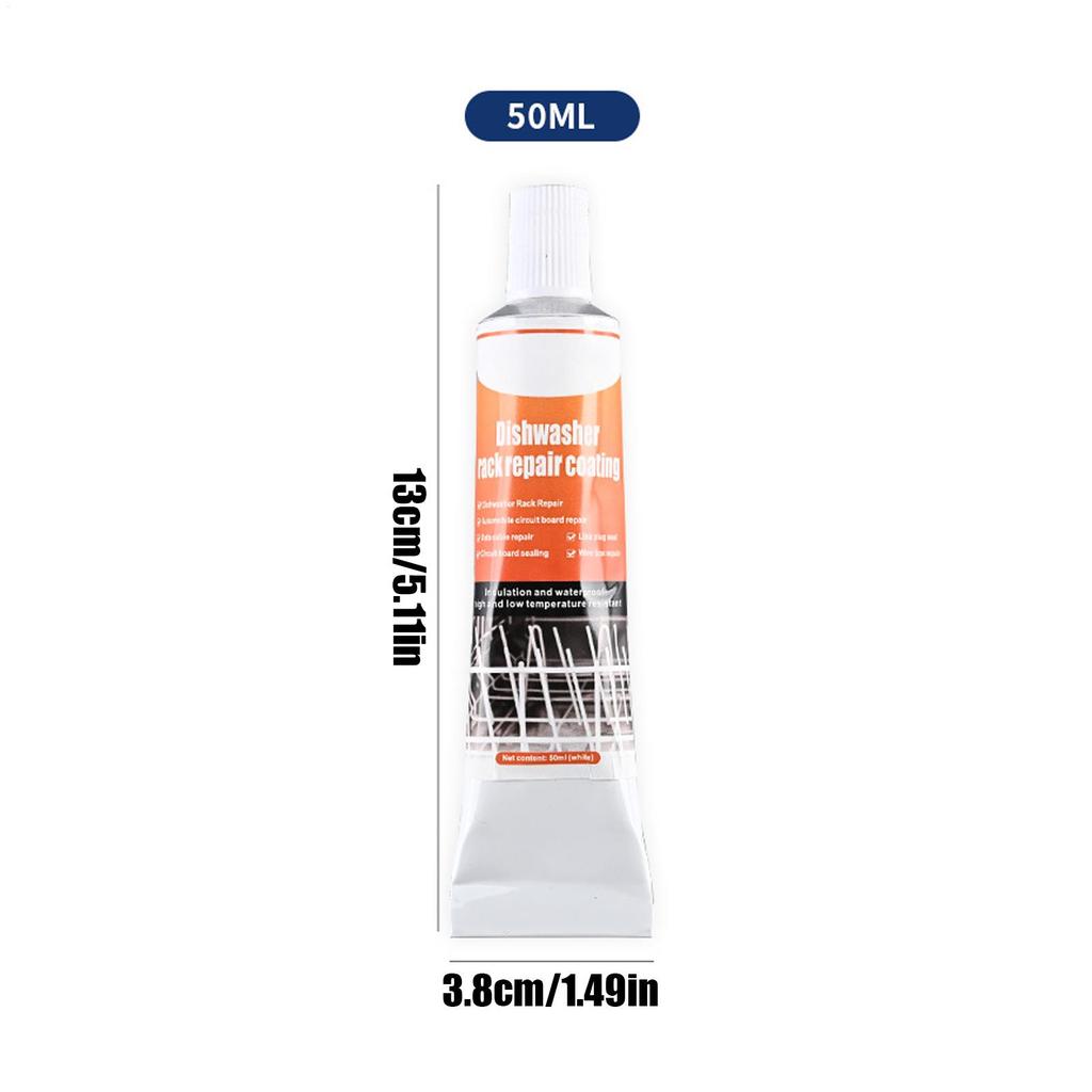 Dishwasher Rack Repair Kit 50ml Coating Long-Lasting Gel with 2 Brushes Dishwasher Rack Repair Adhesive for Kitchen Home Ovens