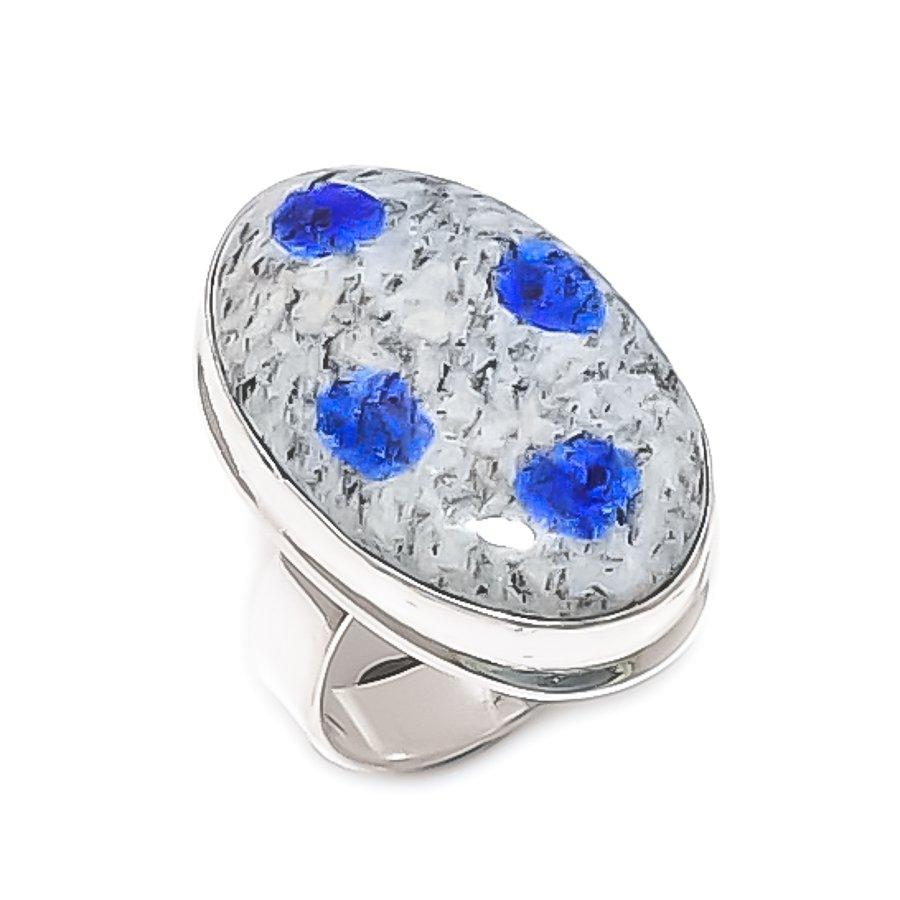 Natural K2 Blue Azurite Gemstone 925 Sterling Silver Jewelry Ring Size 9 V6v38