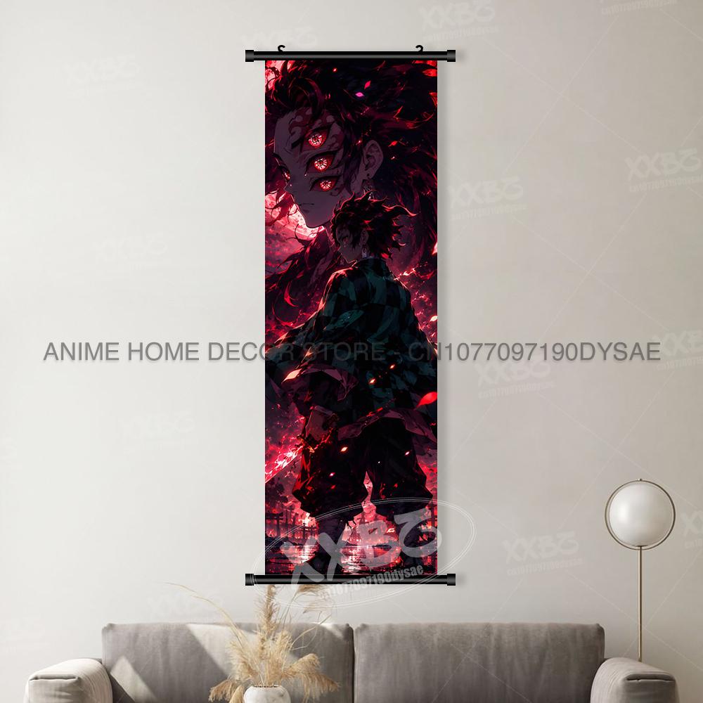Demonen doder: Kimetsu No Yaiba Print Anime Poster Anime Muurkunst Schilderijen en Posters Decoratie Huis Canvas Hangend Schilderij (as the picture,30x90cm(12x36inch))