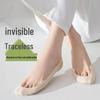 Women's Summer Ice Silk Invisible Boat Socks with Non-Slip Silicone Heel and Cotton Bottom, Breathable and Ultra-Thin.
