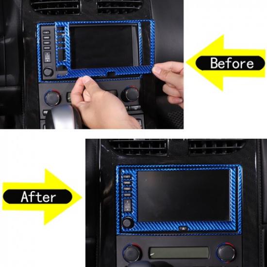 Blue Carbon Fiber GPS Navigation Panel Cover Trim For Corvette C6 2005-2013