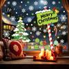 Snowflake Window Stickers 2Pcs Christmas Tree and Merry Sign Clings, PVC Static Glass Stickers, Reusable Decorations Holiday Decals with Star Colorful