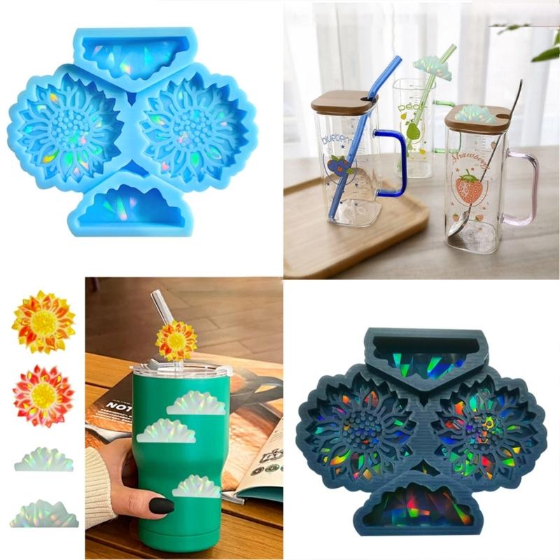 Holographic Resin Keychain Mold Flower Epoxy Resin Casting Mold for DIY Crafts Jewelry Making Phone Holder Silicone Mold