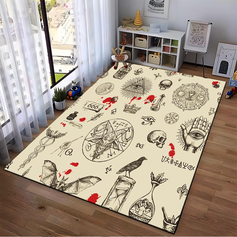 Mystic Symbols and Signs Rug Non-slip rug suitable for living room and bedroom sofas