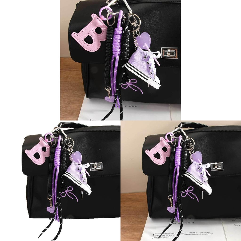 Canvas Shoe Keychain With Heart Lollipop Pendant For Fashionable Bags And Accessories