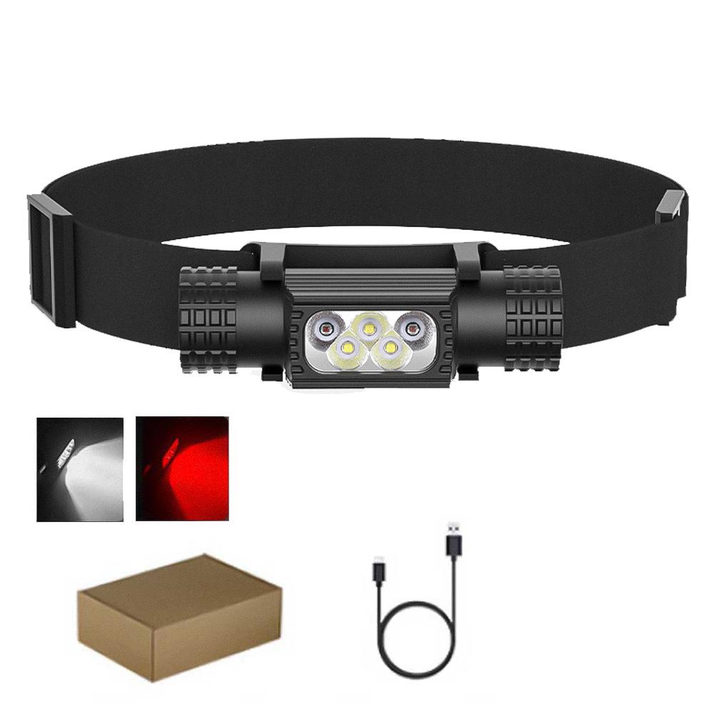 LED Mini Headlamp High Power White Red Memory Headlight 18650 Rechargeable USB Type-C Torch Camping Hunting Flashlight Lamp