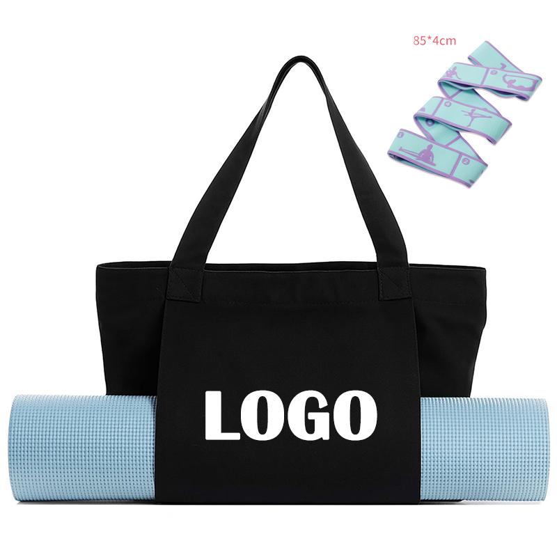 

Buylor Custom Logo Yoga Bags for Women With Mat Carrier Canvas Pilates Tote Carryall Fits All Your Stuff for Travel Gym Workout чорний
