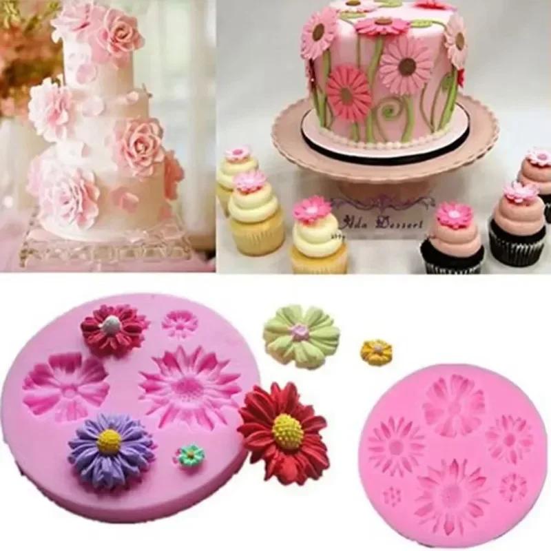 3D Creative Handmade Molds Daisy Flower Silicone Molds Fondant Craft Cake Chocolate Ice Pastry Baking Mould Fondant Tools