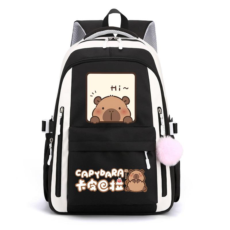 Trendy kapibara creative cartoon printing cute emoji bag for primary and secondary school students to reduce the burden of spine protection schoolbag