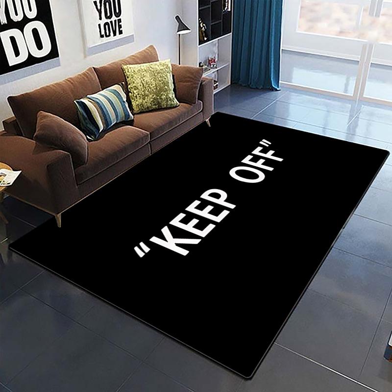 Vzor Drž se dál Dekorativní Čtvercový Koberec Moderní Dům Obývací Pokoj Podložka na Podlahu Ložnicový Koberec Umělecký Plakát Podložka Dárek pro Fanoušky Alfombra