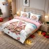 3Pcs Pink Romantic Christmas Cottage Merry Christmas Print Choreless Bedding Set Multi Size Bedroom Bedding Holiday Decoration
