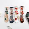 3 Pairs Women's Thin Summer Stockings Transparent Crystal Silk Long Tube Wear-resistant Cotton Sole Anti Slip Retro Ice Stockings