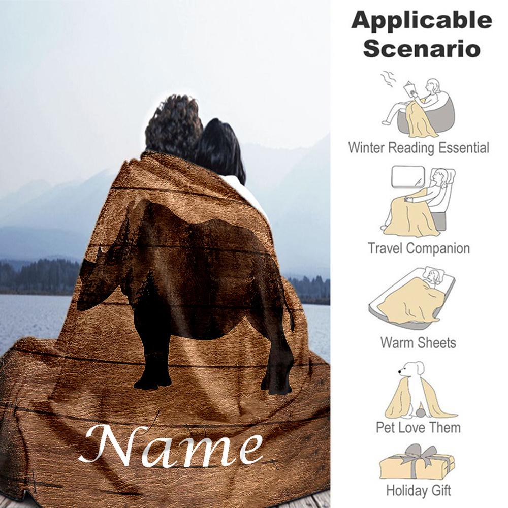 Rhino Customize Your Name Blanket Multi-purpose Personalized Blanket Soft & Cozy Perfect for Livingroom Living Room Bed Bedding All-Season Use