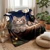Kittens Playing with Butterflies in Forest Theme blanket Lightweight Warm Flannel Blanket Decorative Throw Blanket for Home Decoration