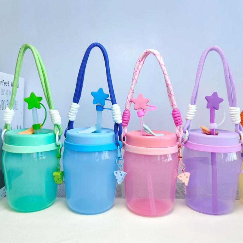 Candy Color Silicone Water Bottle Handle Strap Water Bottle Lanyard Hanging Rope Detachable Strap Bottles Cup Accessories