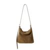 Vintage Suede Leather Single Shoulder Bag 2025 New Style Elegant Light Luxury Crossbody Bag Niche Design Versatile Bucket Bag