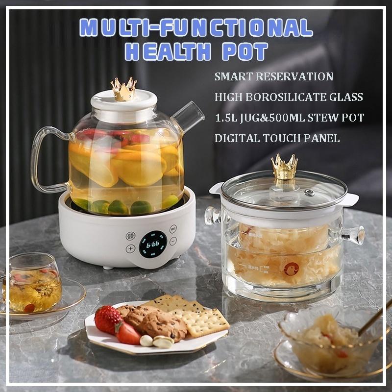 500W 1.5L Jug & 500ML Stew Pot Teapot Digital Touch Panel Multi Functional Health Pot Household Smart Soup Boiler