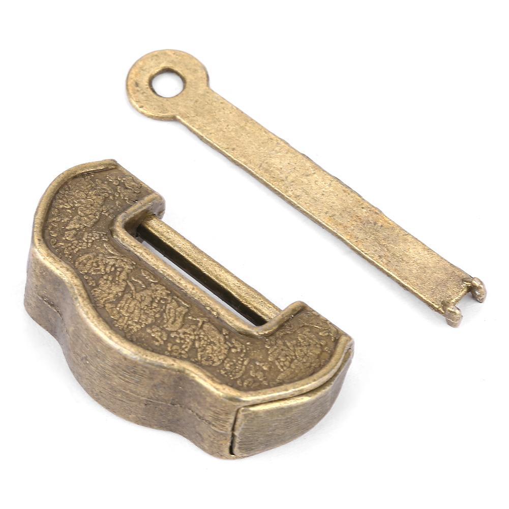 Chinese Vintage Padlock Antique Retro Lock Key for Jewelry Box Drawer Cabinet (Small)
