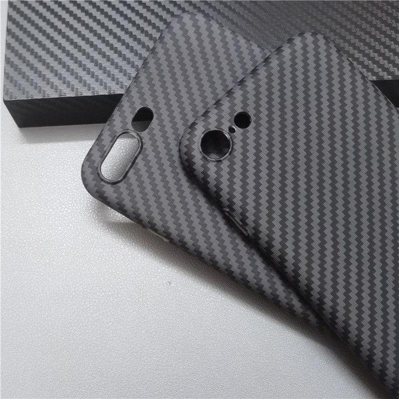 For iPhone 8 7 Plus Case Simple Matte Hard PC Carbon Fiber Texture Pattern Phone Cover Dustproof Fingerprint-Resistant Bumper