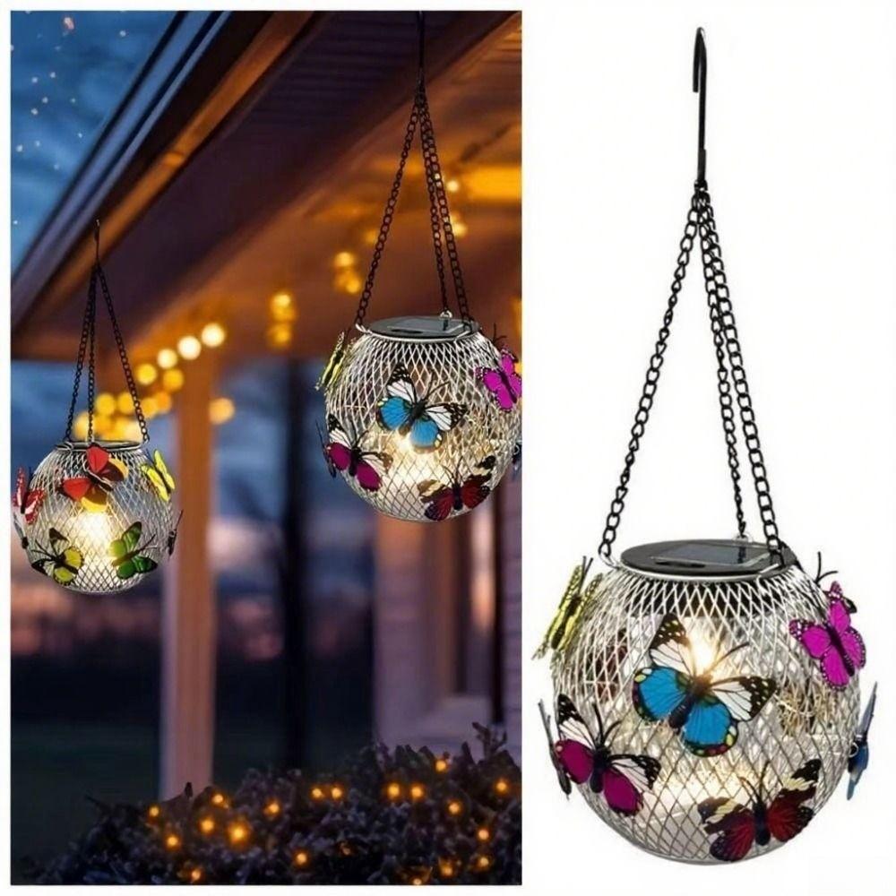 Retro Solar Butterfly Hanging Light Waterproof Garden Decorative Light  Party Decor