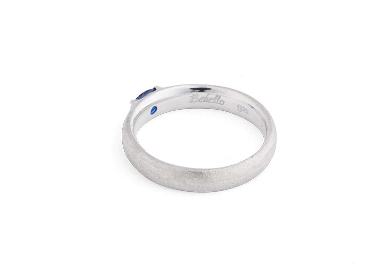 Bebello [Bs-408] 925 Silver Color Cubic Ring (Blue)