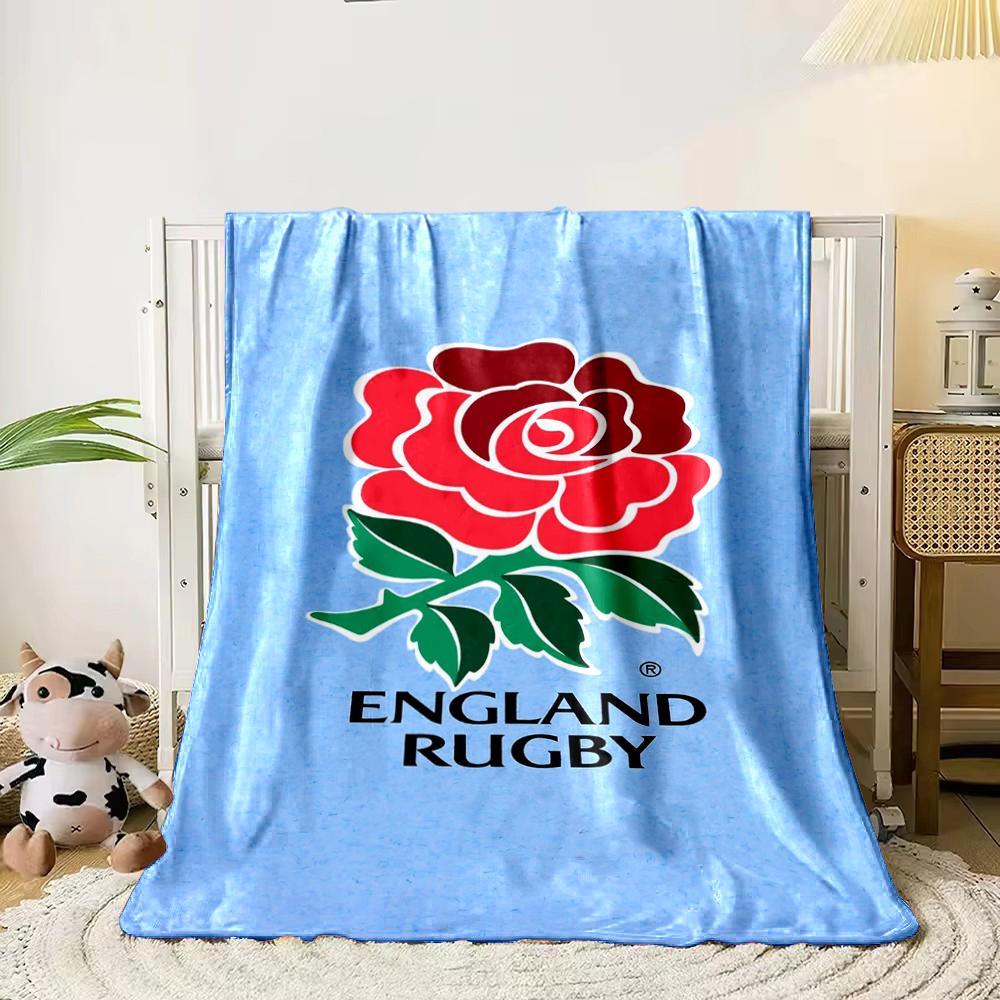 England Rugby Rose Logo Design Blanket Flannel Blanket for Bedroom, Living Room, Sofa, and Nap Sofas.