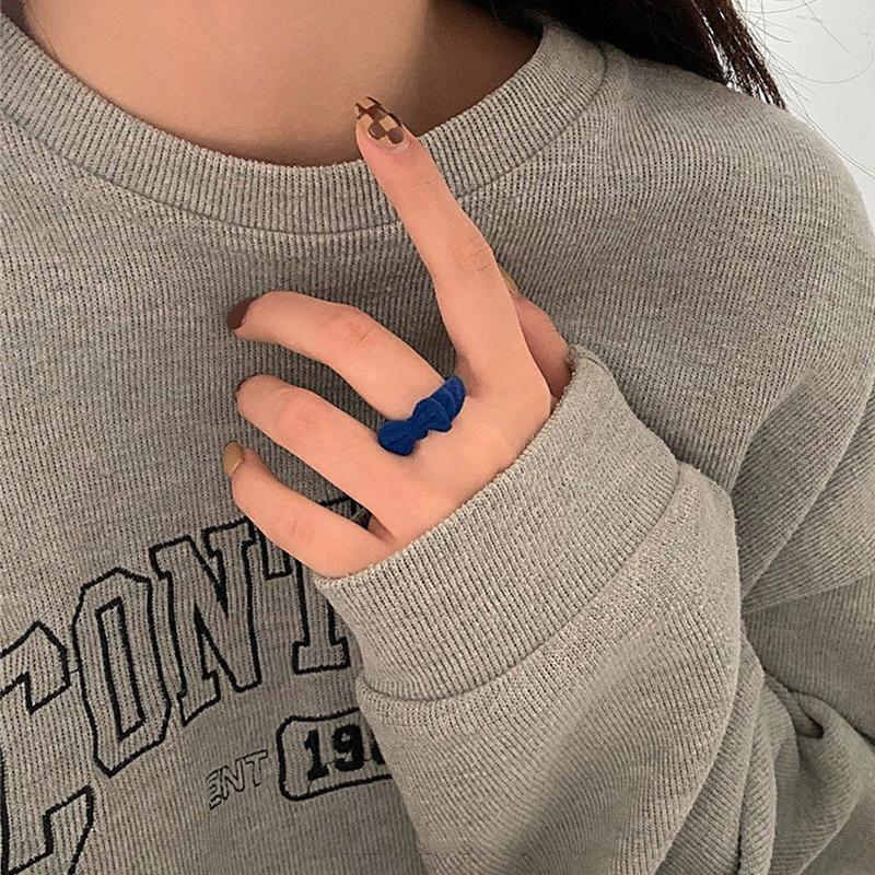 

Темперамент Флокирование Красный Синий Бордовый Лук Регулируемый Открытый Кольцо Для Женщин Ювелирные Изделия Аксессуары