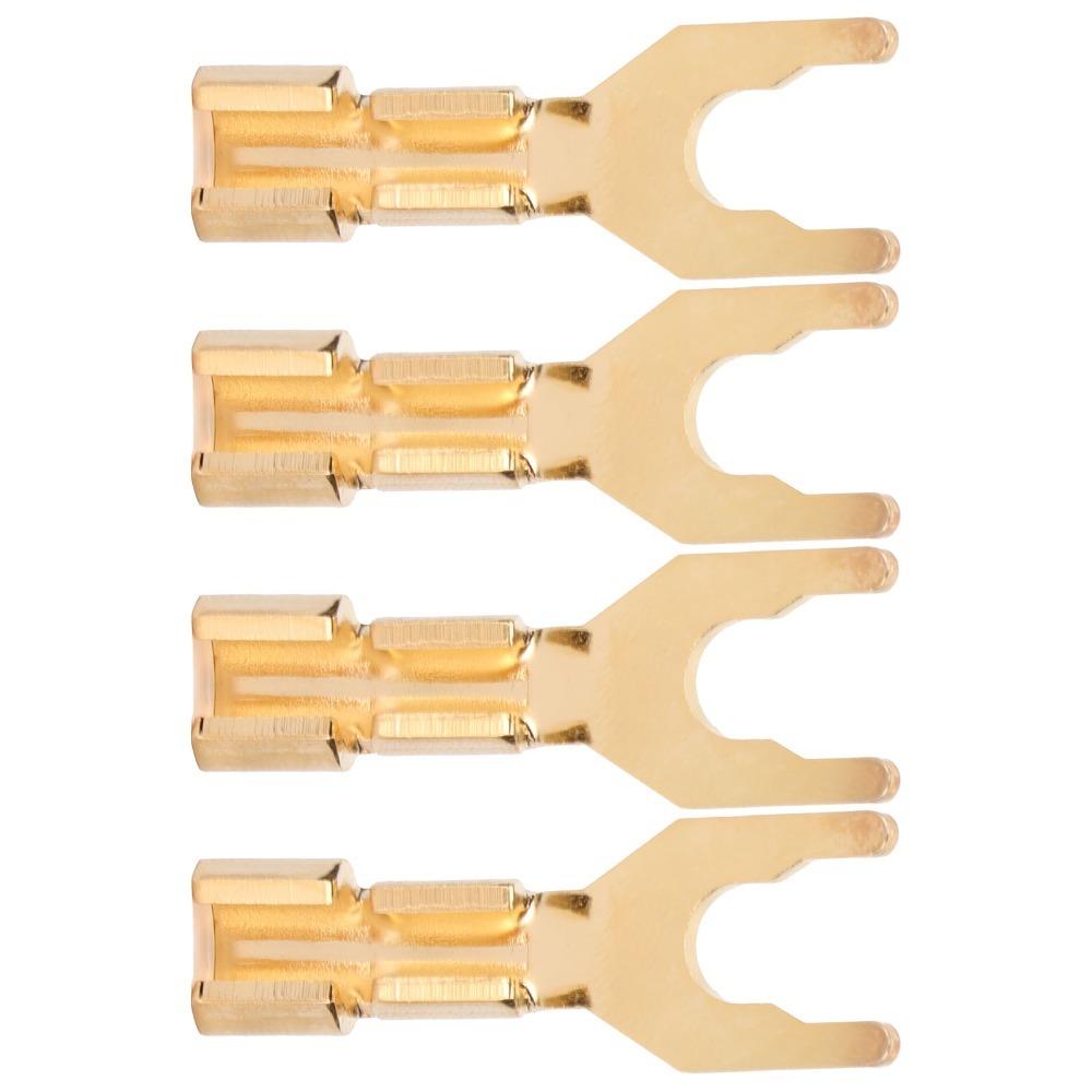 4PCS 45 Degree Fork Spade Speaker Connector Pure Copper Fork Speaker Wire Connector  For Amplifiers