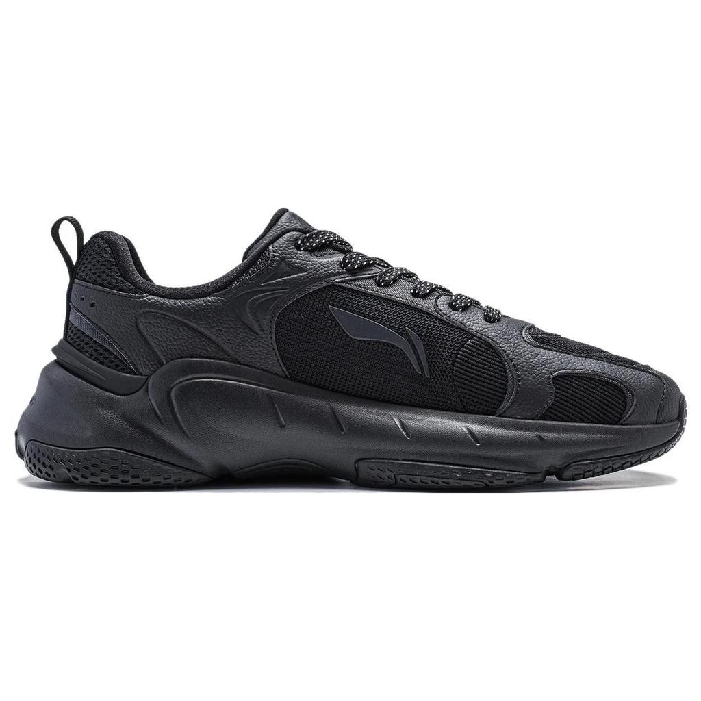 Li Ning Creamy Versatile Retro Dad Shoes Thick Sole Height Increasing Shock Absorption Support Wear Resistant Non Slip Low Top Casual Shoes AGCT392-2