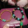 Ancient Flower Silk, Colorful Grape Stone, Colorful Fluorite Entanglement Bracelet, New Chinese Style, Ruyi Flower Powder Crystal Blessing Bracelet.