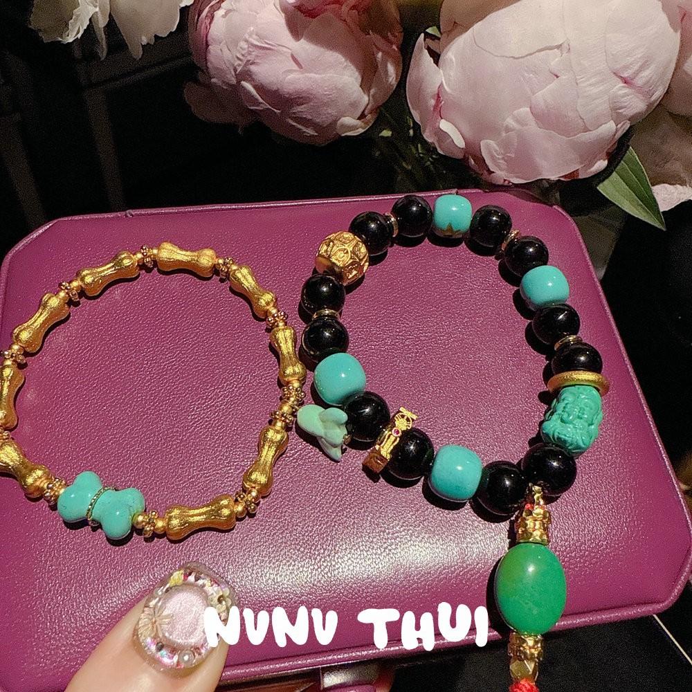 Ancient Flower Silk, Colorful Grape Stone, Colorful Fluorite Entanglement Bracelet, New Chinese Style, Ruyi Flower Powder Crystal Blessing Bracelet.