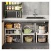 Tabletop Kitchen Storage Rack White Plastic Double Layers Telescopic Kitchen Shelf Organizer for