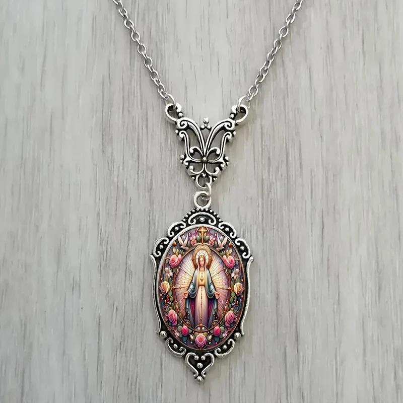 Pendant Elegant Aurora View Oval - Vintage Necklace