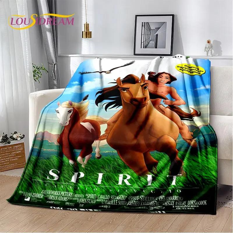 Spirit Riding Free Horses Cartoon Soft Plush Blanket,Flannel Blanket Throw Blanket for Living Room Bedroom Bed Sofa Picnic Cover
