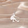 Minimalist Titanium Steel Cut Inline Skating Action Pendant Necklace