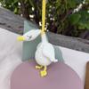 Crochet Goose Hanging Decoration Handmade Knitting White Goose Handbag Backpack Keychain Car Rearview Mirror Hanging Ornament