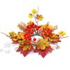 Harvest Decorative Wreath With Maple Leaves Pumpkins Berries Candle Holder Tabletop Home Decoration
